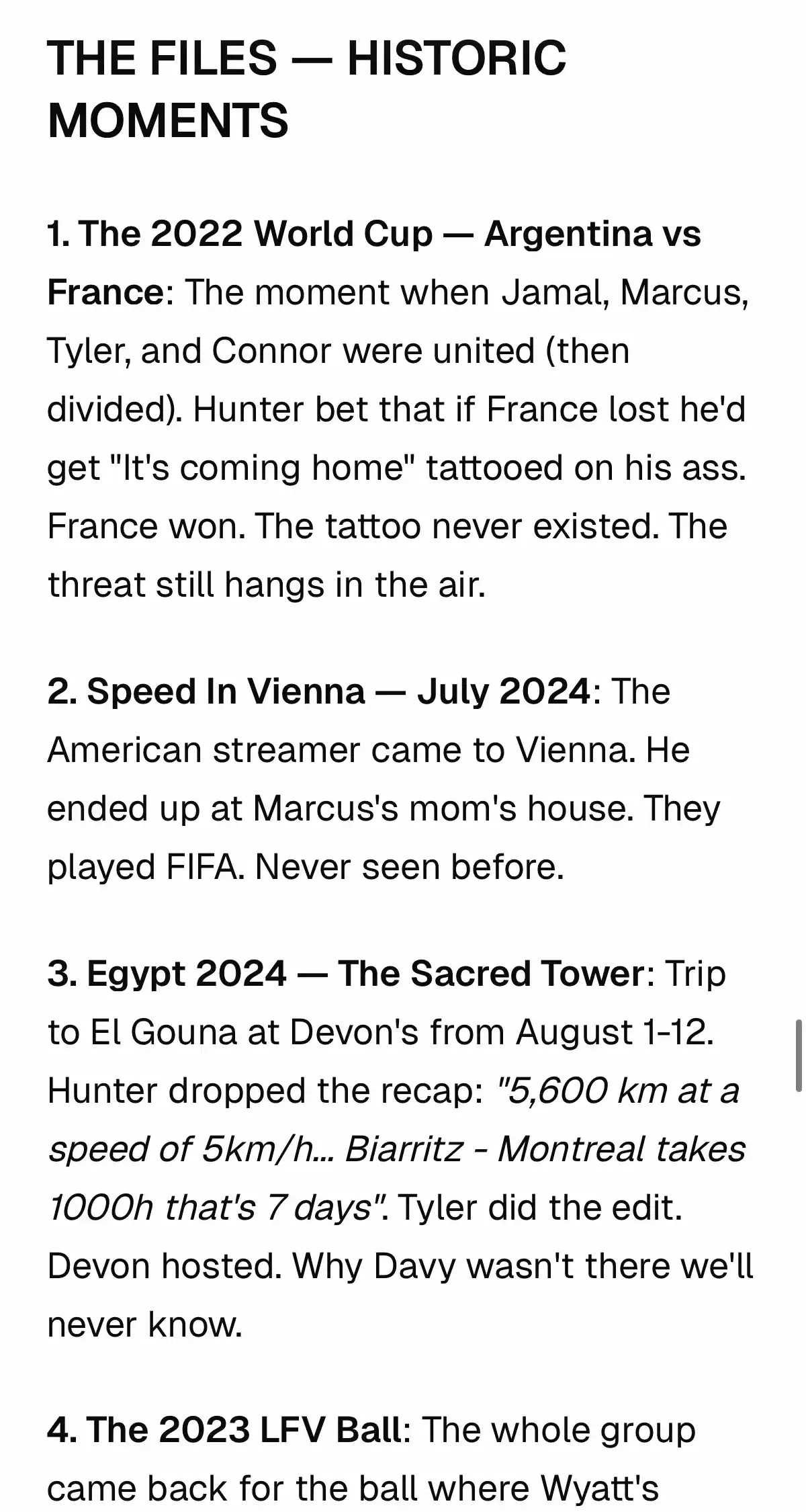 Excerpt from a report — the Hall of Fame moments.